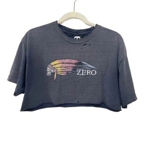 Zero Skateboard | Distressed Cropped Native Headdress Skull Tee Shirt